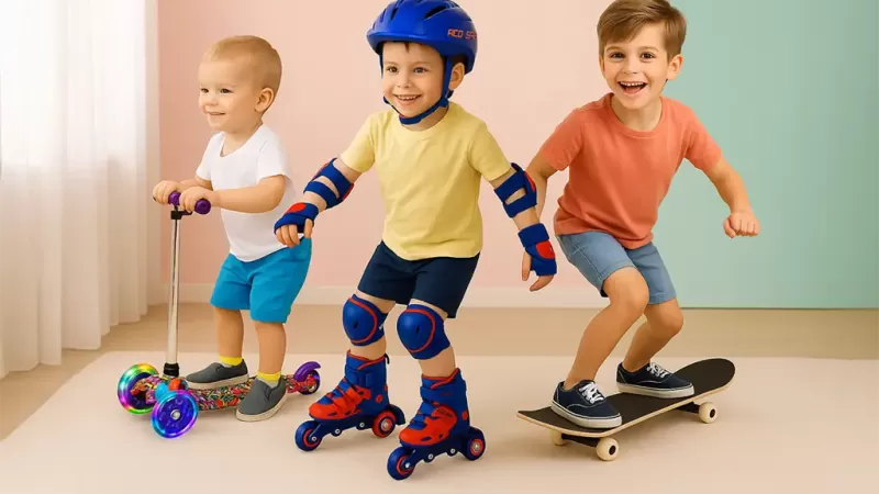 Echipamentele Preferate ale Copiilor Activi: Role, Trotinete si Skateboarduri Colorate