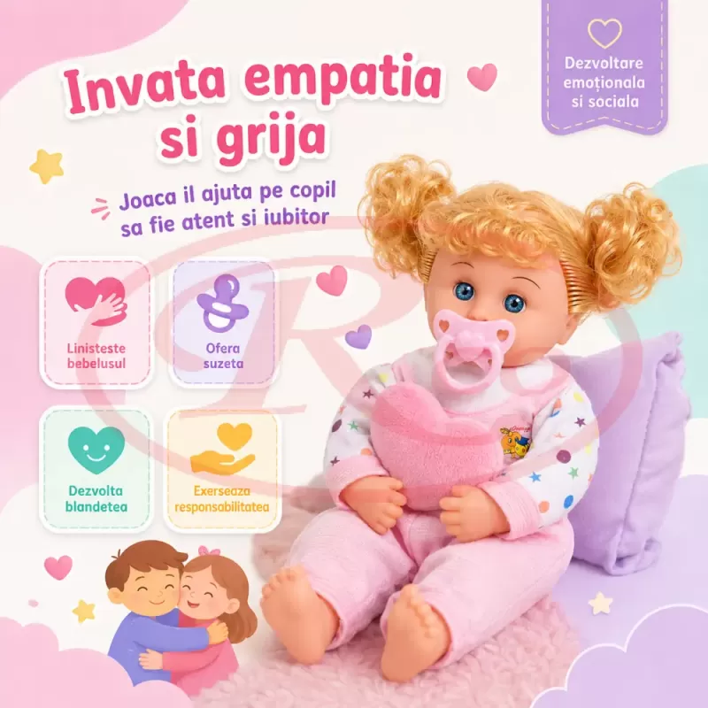 Papusa care plange cand suzeta este scoasa, 30 cm , 3 ani+