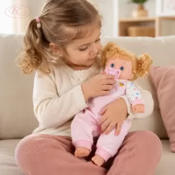 Papusa care plange cand suzeta este scoasa, jucarie educativa, 30 cm , 3 ani+