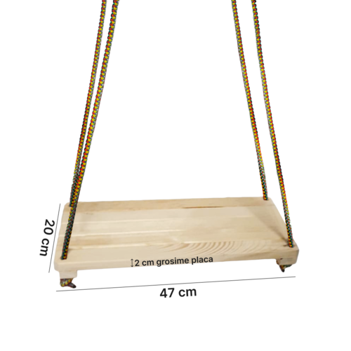 Leagan clasic pentru copii din lemn natur, 47 x 20 x 2 cm, 3+ ani