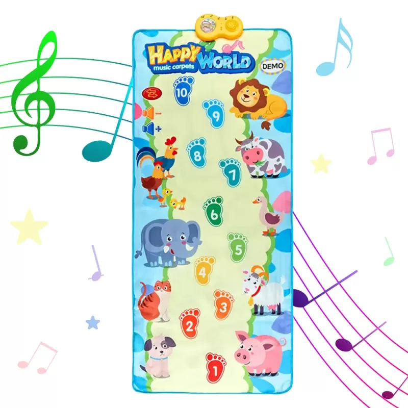 Covor muzical 158 x 70 cm, cu 28 de sunete si melodii, oprire automata, volum ajustabil si atingere tactila, educativ si interactiv