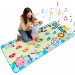 Covor muzical 158 x 70 cm, cu 28 de sunete si melodii, oprire automata, volum ajustabil si atingere tactila, educativ si interactiv