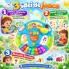 Volan interactiv pentru copii cu lumini, sunete de masina si pian muzical cu 7 clape