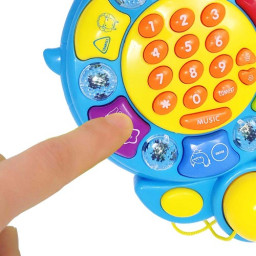 Telefon interactiv de jucarie cu lumini, muzica si sunete de animale, Albastru