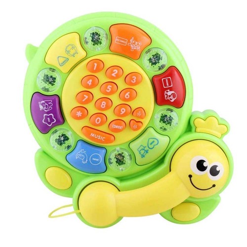 Telefon interactiv de jucarie cu lumini, muzica si sunete de animale, Verde