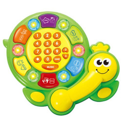 Telefon interactiv de jucarie cu lumini, muzica si sunete de animale, Verde