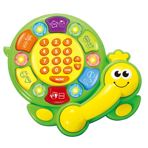 Telefon interactiv de jucarie cu lumini, muzica si sunete de animale, Verde