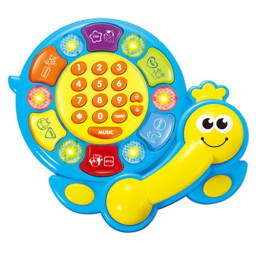 Telefon interactiv de jucarie cu lumini, muzica si sunete de animale, Albastru