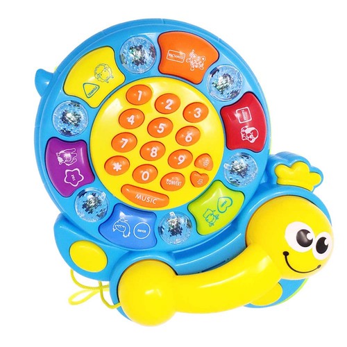 Telefon interactiv de jucarie cu lumini, muzica si sunete de animale, Albastru