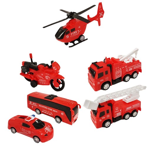 Set Pompier cu vehicule moderne, 6 piese