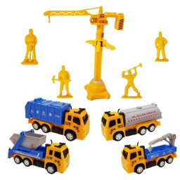 Set Macara cu vehicule de constructii si accesorii,14 piese