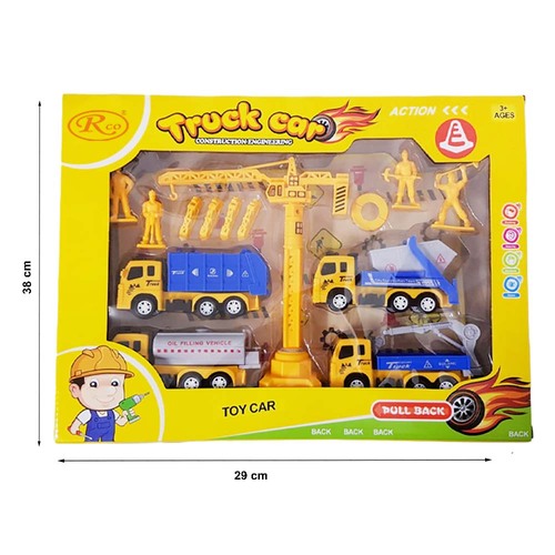 Set Macara cu vehicule de constructii si accesorii,14 piese