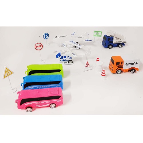 Set Avion cu vehicule de aeroport si accesorii,15 piese