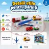 Set mini aeroport pentru copii cu avion, vehicule de serviciu, indicatoare, conuri si plansa de joc