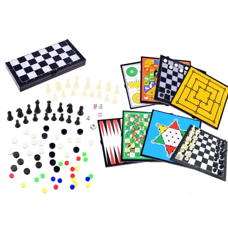 Set Jocuri de Societate Clasice 8 in 1, educative pentru copii, 2-4 jucatori, 8+ani