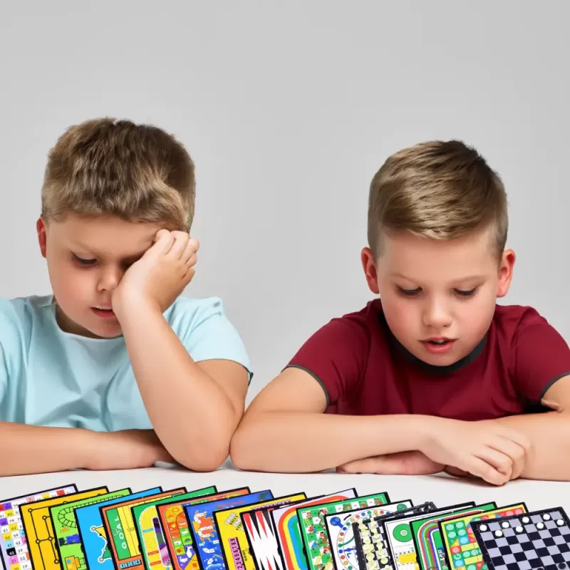 Set Jocuri de Societate Clasice 18 in 1, educative pentru copii, 2-4 jucatori, 8+ani