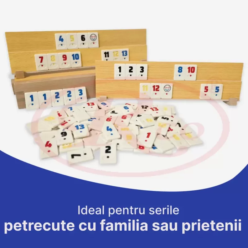 Joc Remi/Rummy RCO® – Set clasic in cutie din lemn, piese din piatra (compozit)