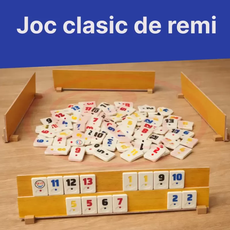 Joc Remi/Rummy RCO® – Set clasic in cutie din lemn, piese din piatra (compozit)