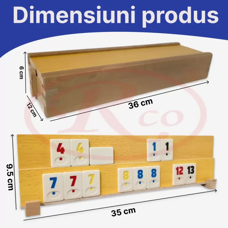 Joc Remi/Rummy RCO® – Set clasic in cutie din lemn, piese din piatra (compozit)