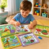 Set 4 Carti de Colorat cu Apa, Reutilizabile, 4 Markere pe Baza de Apa, 4 Activitati Educative, 3+ Ani