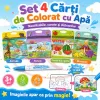 Set 4 Carti de Colorat cu Apa, Reutilizabile, 4 Markere pe Baza de Apa, 4 Activitati Educative, 3+ Ani