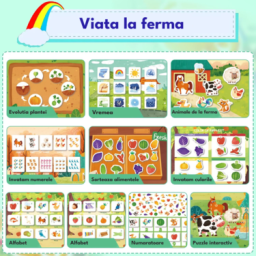 Carte Montessori RCO cu multiple activitati prescolare, stickere reutilizabile, in limba engleza,10 pagini, 3-6 ani