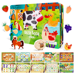 Carte Montessori RCO cu multiple activitati prescolare, stickere reutilizabile, in limba engleza,10 pagini, 3-6 ani
