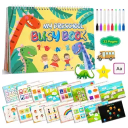 Carte Montessori RCO cu multiple activitati prescolare, stickere reutilizabile, in limba engleza, 32 de pagini, 3-6 ani