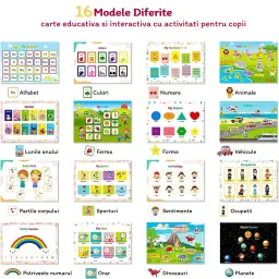 Carte Montessori RCO cu multiple activitati prescolare, stickere reutilizabile, in limba engleza, 32 de pagini, 3-6 ani