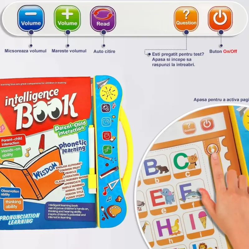 Jucarie Educativa - Carte electronica inteligenta cu activitati in limba engleza, My E-Book RCO, +3ani
