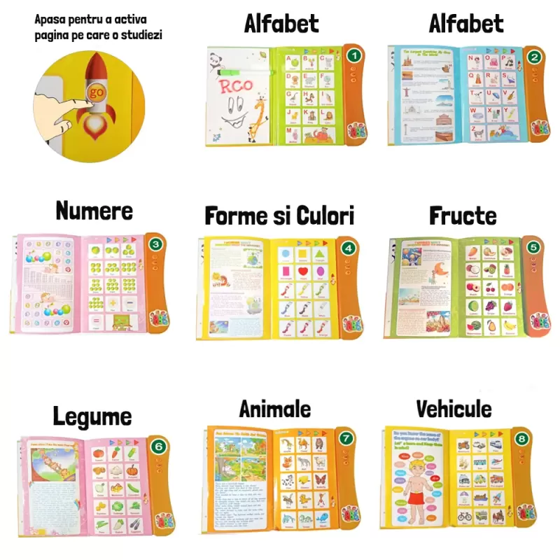 Jucarie Educativa - Carte electronica cu activitati in limba engleza, My E-Book RCO, +3ani