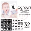 Set 16 carduri flash vizuale, stimulatoare, cu contraste, pentru bebelusi 0-3 luni, 32 imagini alb - negru
