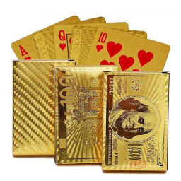 Carti de joc aurii, pachet a 52 carti + 2 jokeri, Dolari