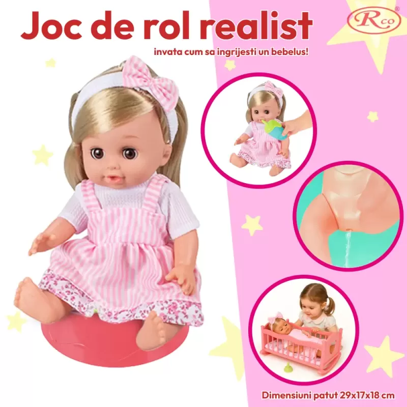 Set Papusa Interactiva cu 12 Sunete si 16 Accesorii 