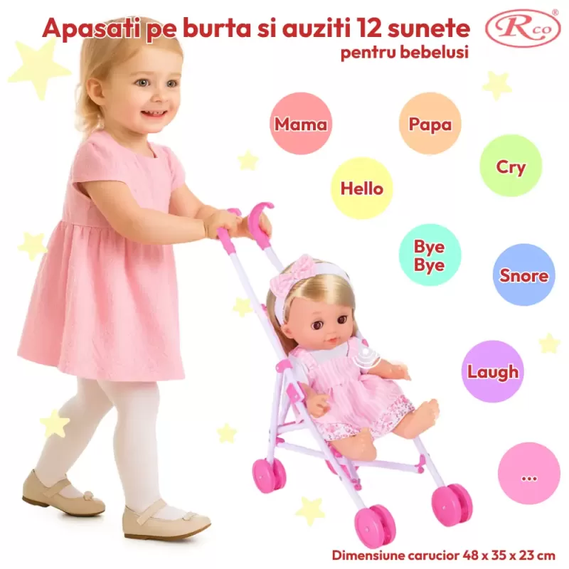 Set Papusa Interactiva cu 12 Sunete si 16 Accesorii 
