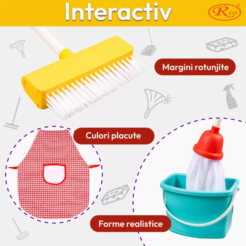 Set de curatenie pentru copii, 7 piese, multicolor, 3+ ani