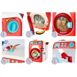 Masina de Spalat Interactiva cu Accesorii pentru Copii, 3 Programe, Lumini si Sunete 