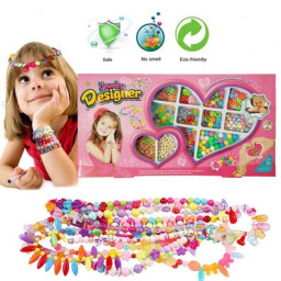 Set creativ pentru confectionat bratari, 12 Tipuri de Margele, Multicolor