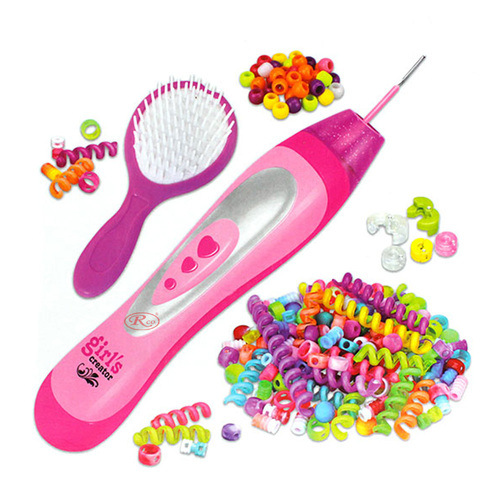 Set creativ 2 in 1 cu accesorii pentru par, pentru fetite