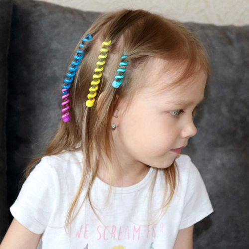 Set creativ 2 in 1 cu accesorii pentru par, pentru fetite