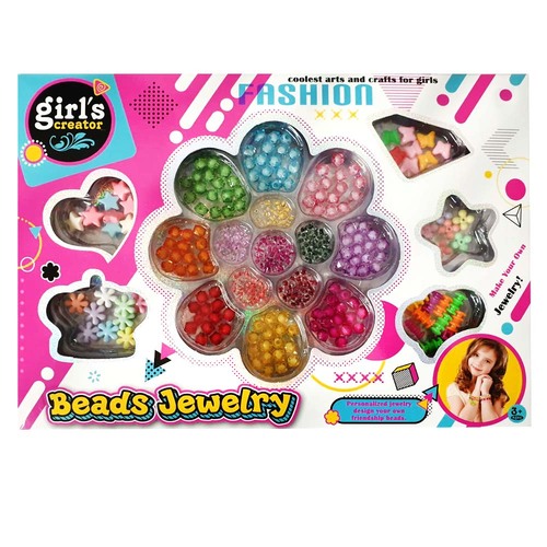 Set creativ pentru confectionat bratari, 19 Tipuri de Margele, Multicolor