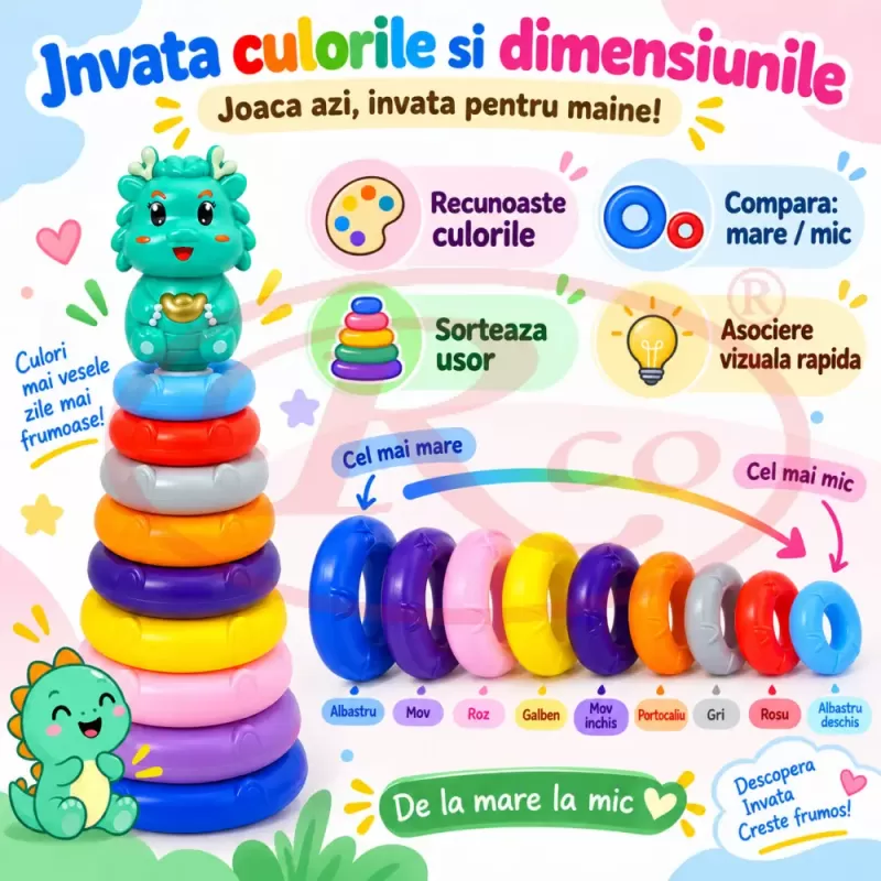 Turn educativ cu 9 cercuri pentru motricitate fina si coordonare