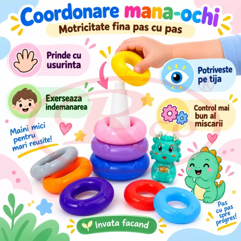 Turn educativ cu 9 cercuri pentru motricitate fina si coordonare