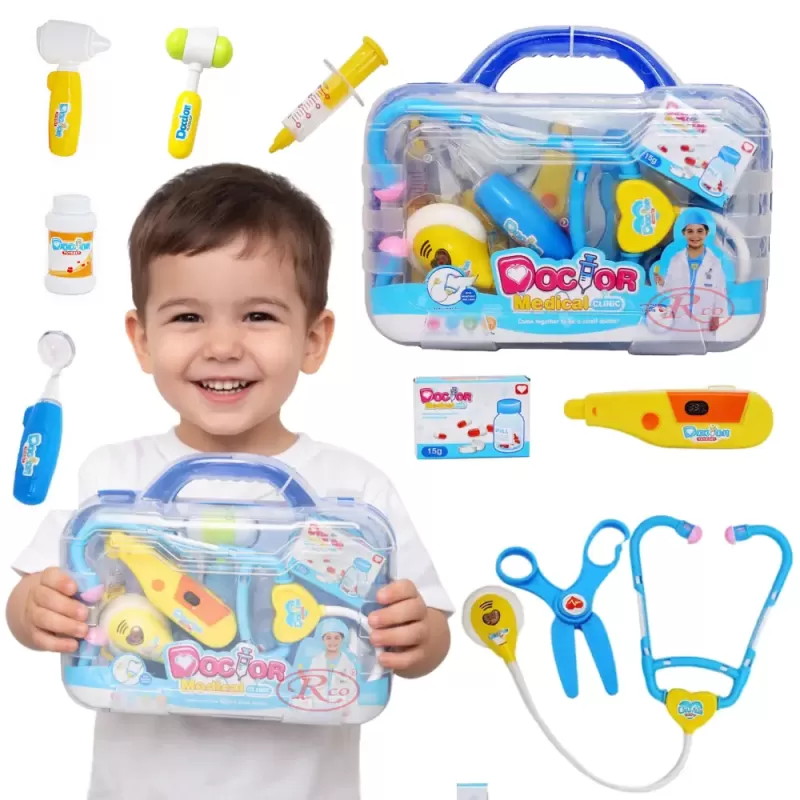 Set Trusa Doctor Copii – Kit Medical Interactiv cu Sunete si Lumini, Accesorii Complete, Albastru