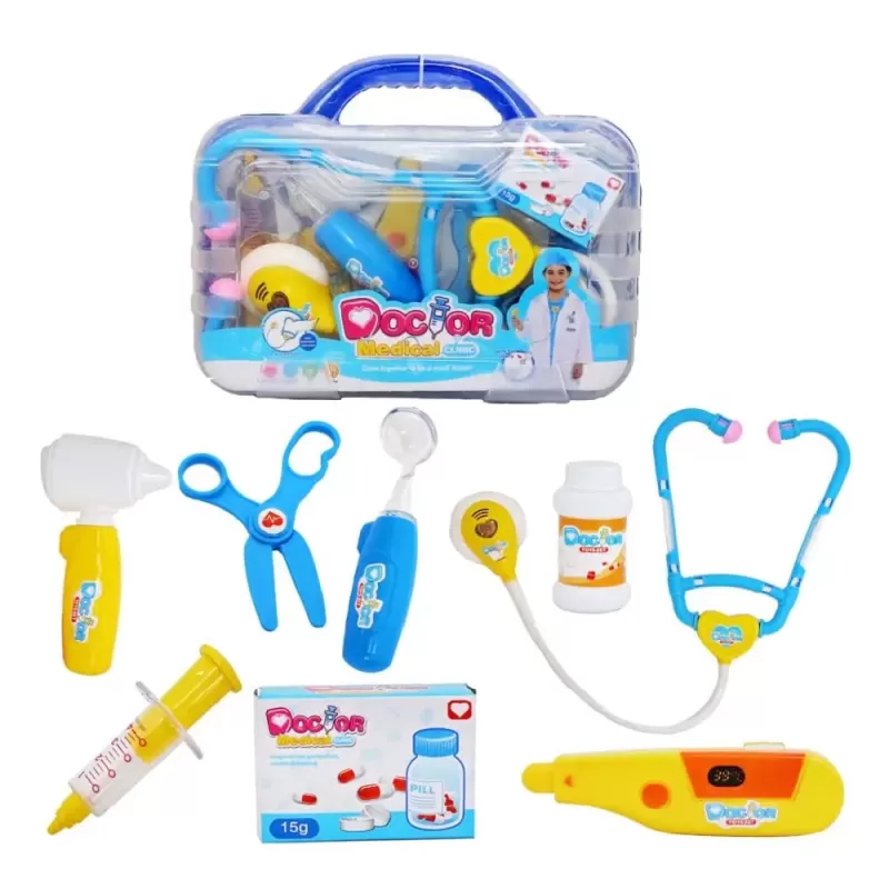 Set Trusa Doctor Copii – Kit Medical Interactiv cu Sunete si Lumini, Accesorii Complete, Albastru