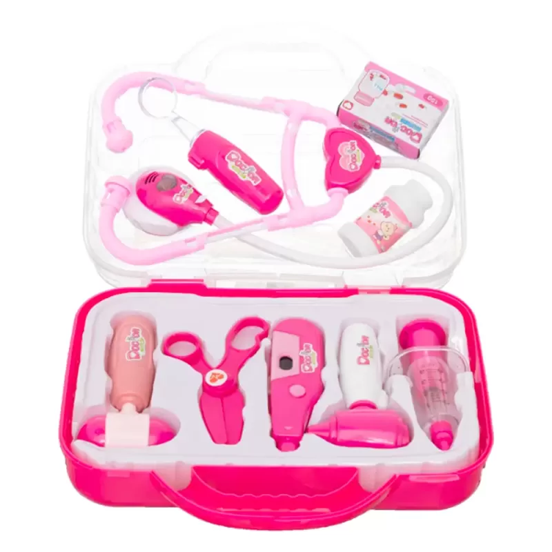 Set Trusa Doctor Copii – Kit Medical Interactiv cu Sunete si Lumini, Accesorii Complete, Roz