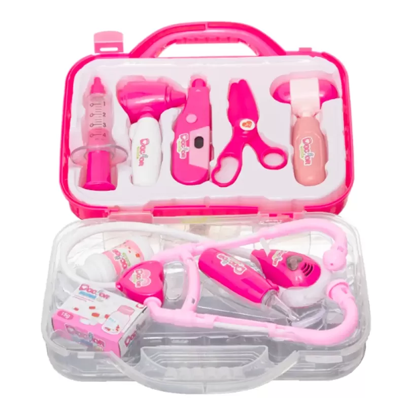 Set Trusa Doctor Copii – Kit Medical Interactiv cu Sunete si Lumini, Accesorii Complete, Roz