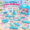 Trusa medicala de jucarie pentru copii, set doctor cu 14 piese, stetoscop si valiza