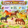 Set 6 figurine cai si caluti de jucarie multicolori pentru copii de peste 3 ani