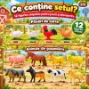 Set 12 figurine animale de la ferma pentru copii, cu vaca, cal, cocos, oaie si alte animale domestice